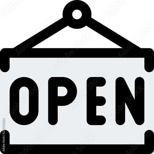 Signboard hanging with text open