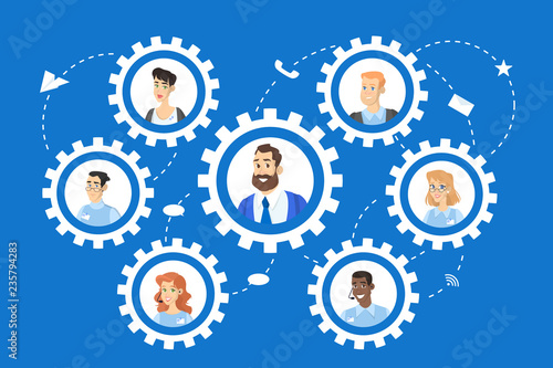 Teamwork concept. Business people work in team as gear