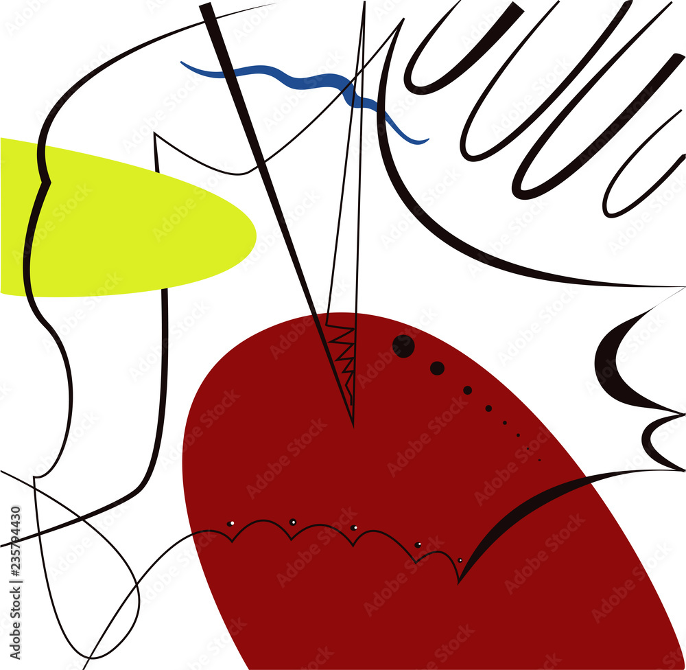 Plakat Abstract vector artwork, inspired by Spanish painter Joan Miro