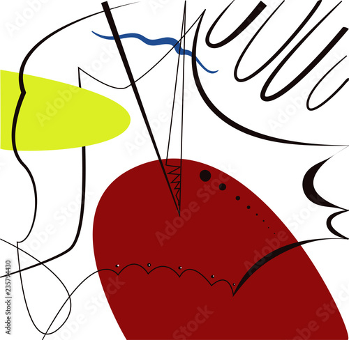 Obraz na płótnie Abstract vector artwork, inspired by Spanish painter Joan Miro