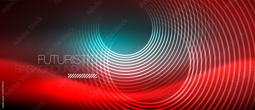 Neon glowing techno lines, hi-tech futuristic abstract background template with square shapes Neon glowing techno lines, hi-tech futuristic abstract background template with square shapes