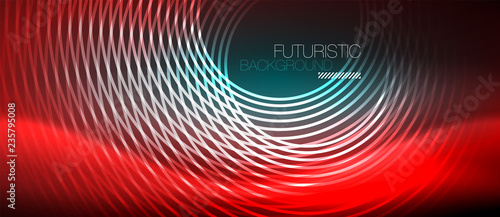 Neon glowing techno lines, hi-tech futuristic abstract background template with square shapes