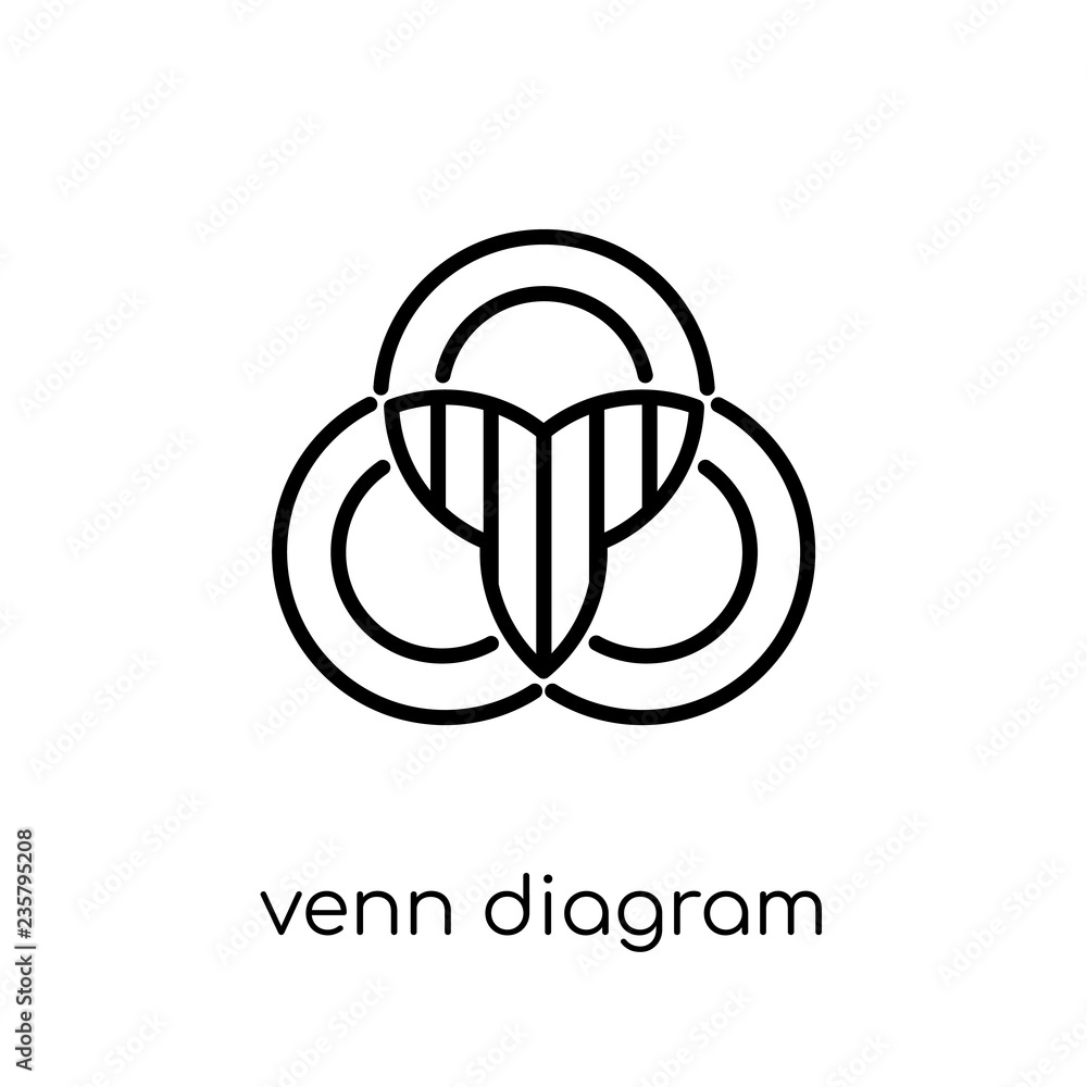 Venn diagram icon. Trendy modern flat linear vector Venn diagram icon on white background from thin line Business and analytics collection Venn diagram icon. Trendy modern flat linear vector Venn diagram icon on white background from thin line Business and analytics collection