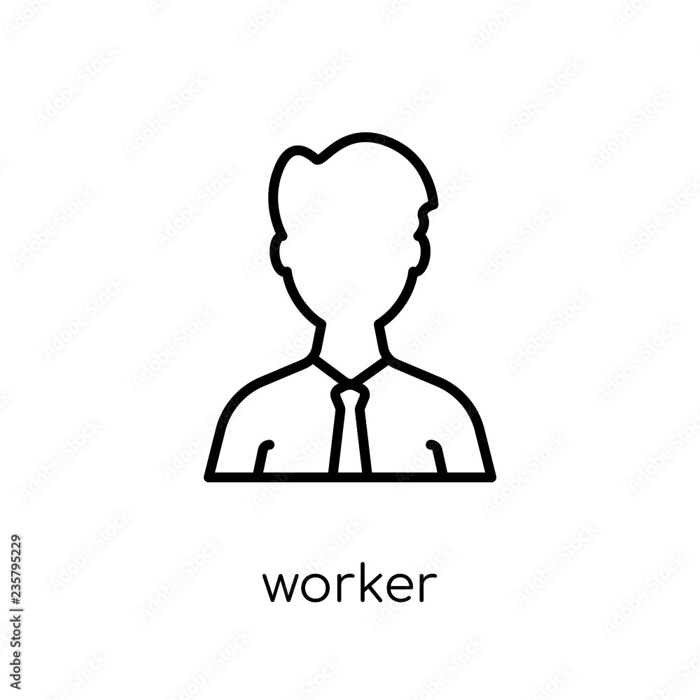 Worker icon. Trendy modern flat linear vector Worker icon on white background from thin line Business and analytics collection Worker icon. Trendy modern flat linear vector Worker icon on white background from thin line Business and analytics collection