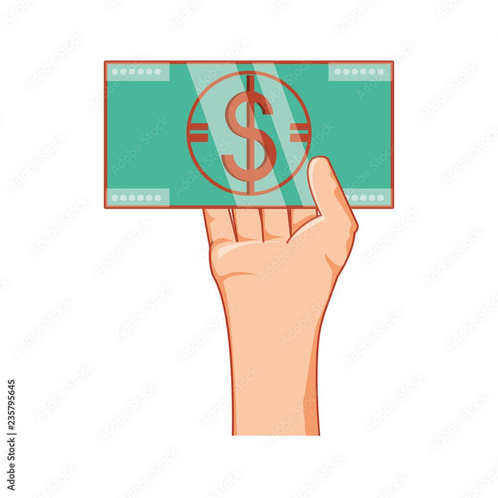Fototapeta premium hand with bill dollar money isolated icon