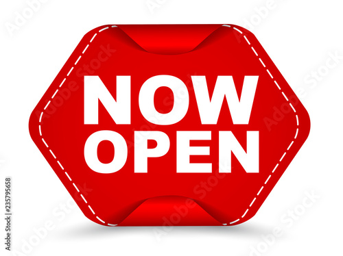 red vector banner now open