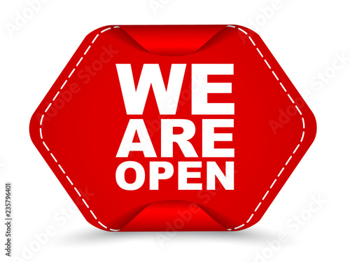red vector banner we are open