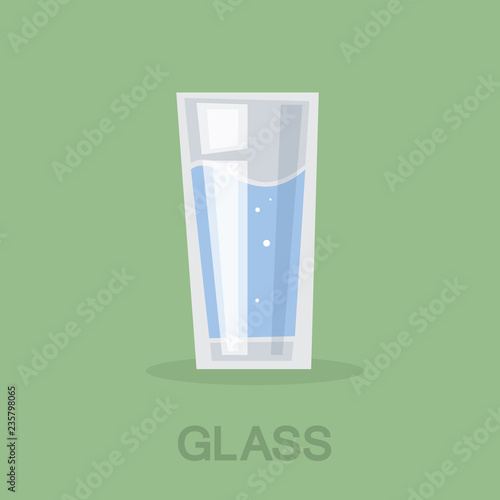 Glas full of the fresh blue water