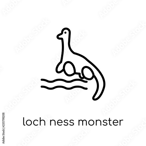Loch ness monster icon. Trendy modern flat linear vector Loch ness monster icon on white background from thin line animals collection