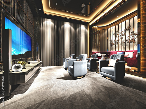 Bild auf Leinwand 3d render home cinema room