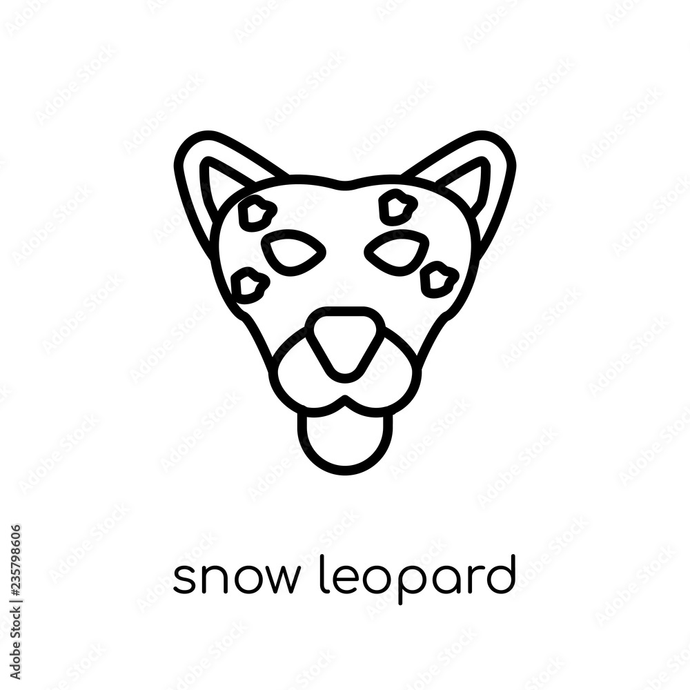 Fototapeta premium Snow leopard icon. Trendy modern flat linear vector Snow leopard icon on white background from thin line animals collection