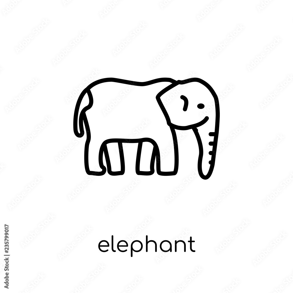 Elephant icon. Trendy modern flat linear vector Elephant icon on white background from thin line animals collection