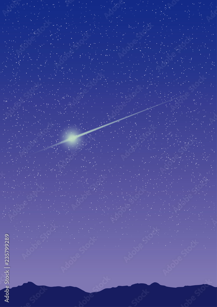 星空と流星 星空と流星