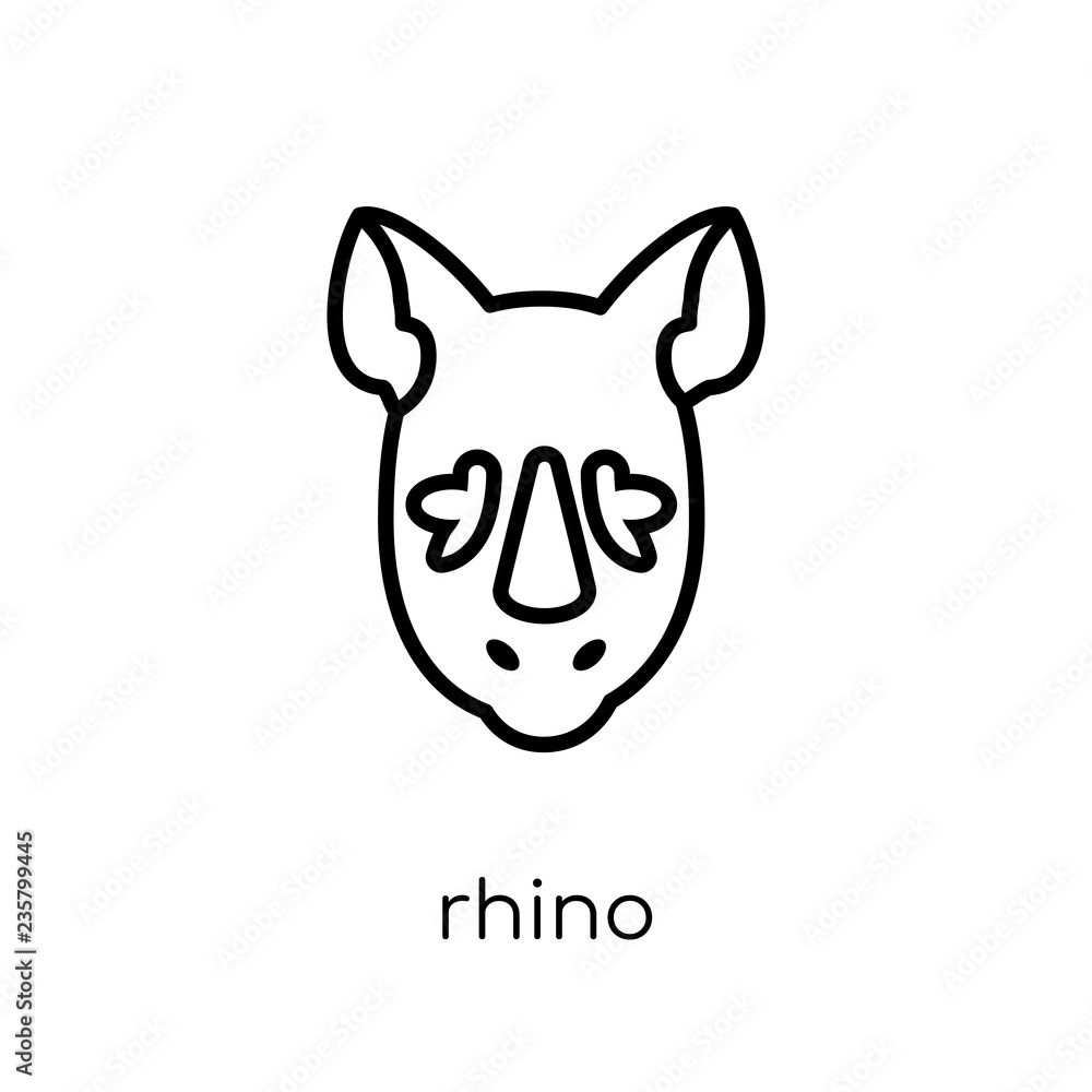 Rhino icon. Trendy modern flat linear vector Rhino icon on white background from thin line animals collection Rhino icon. Trendy modern flat linear vector Rhino icon on white background from thin line animals collection