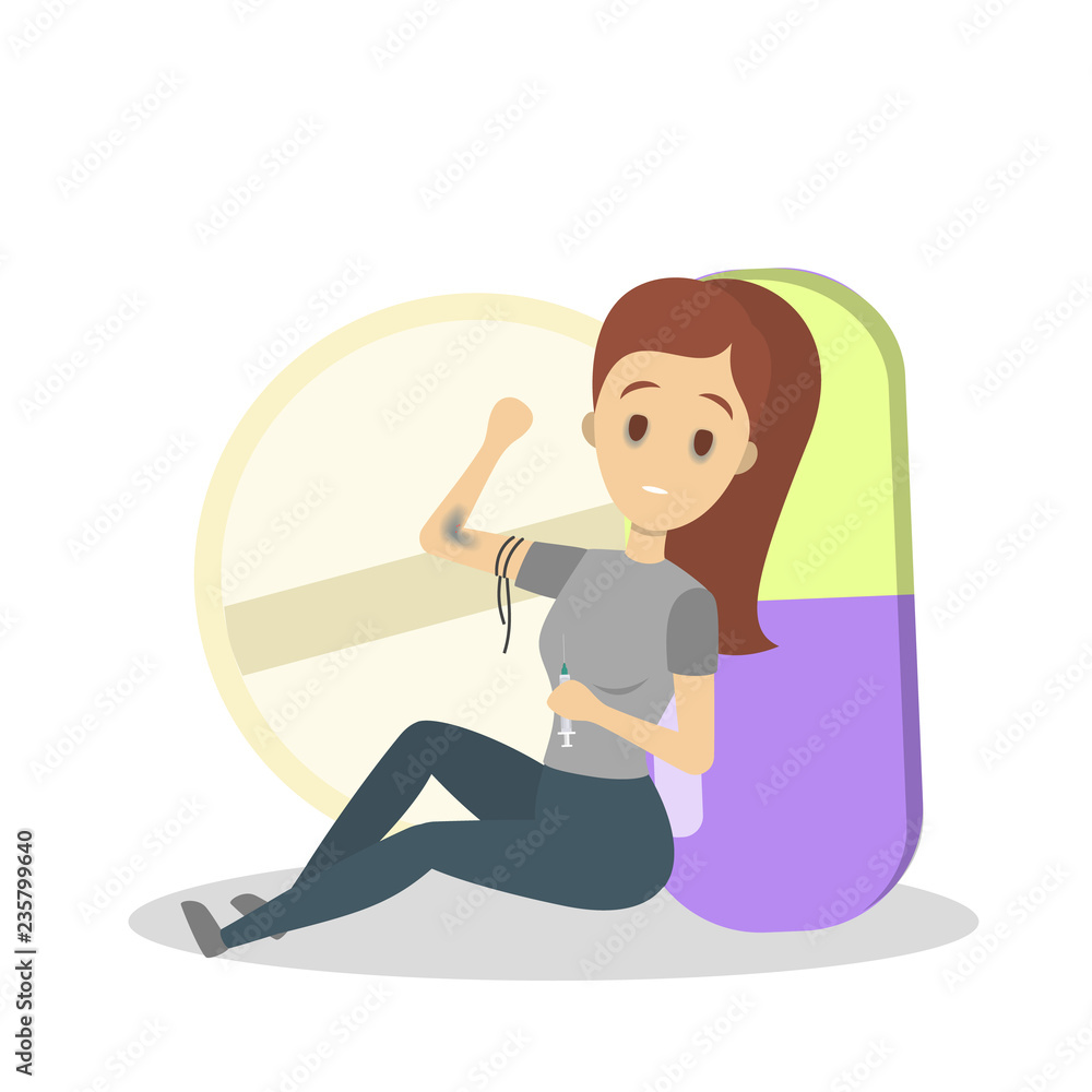 Woman with drug addiction. Danger for health Woman with drug addiction. Danger for health