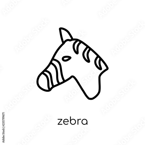 Zebra icon. Trendy modern flat linear vector Zebra icon on white background from thin line animals collection