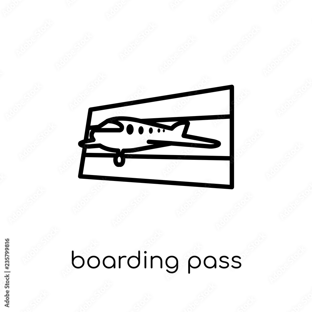Boarding pass icon. Trendy modern flat linear vector Boarding pass icon on white background from thin line Architecture and Travel collection