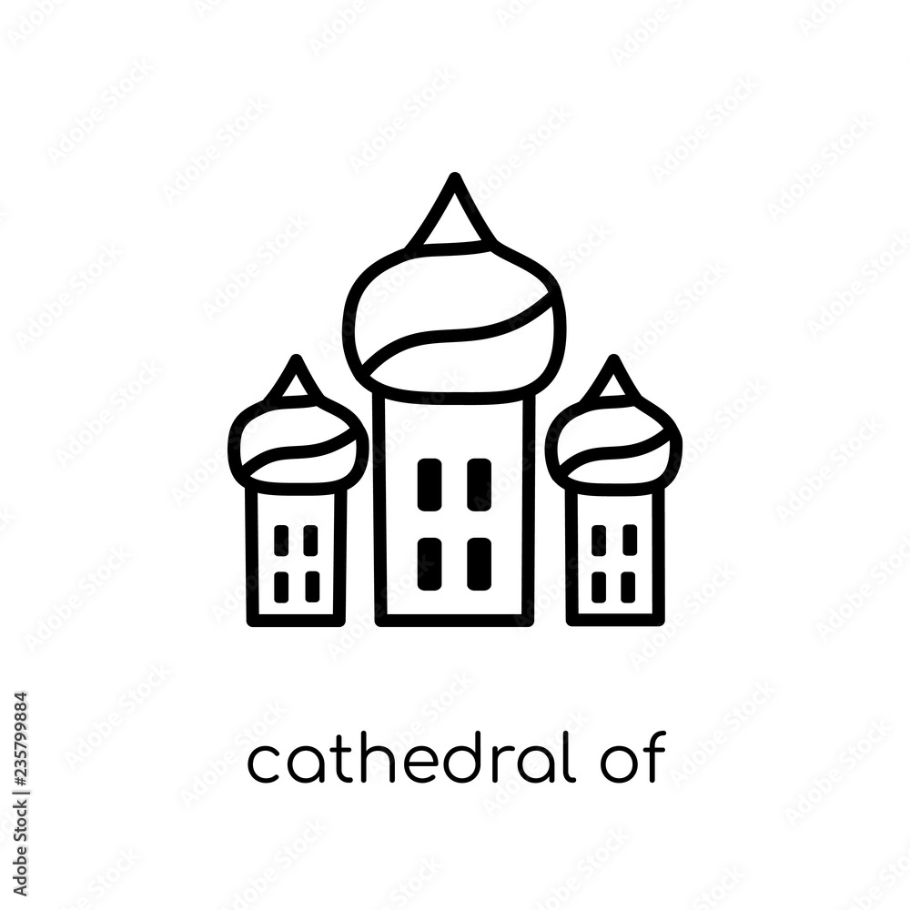 Cathedral of saint basil icon. Trendy modern flat linear vector