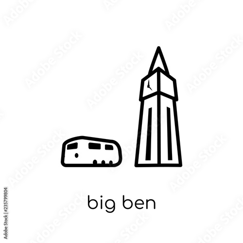 Big ben icon. Trendy modern flat linear vector Big ben icon on white background from thin line Architecture and Travel collection