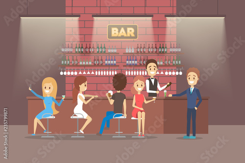 Bar or cafe with the alcohol drinks.