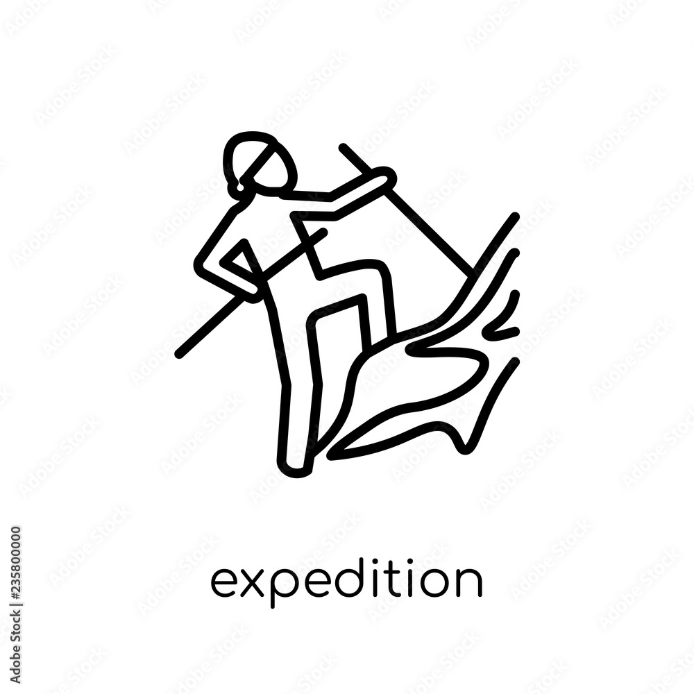 expedition icon. Trendy modern flat linear vector expedition icon on white background from thin line Architecture and Travel collection