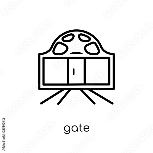 Gate icon. Trendy modern flat linear vector Gate icon on white background from thin line Architecture and Travel collection