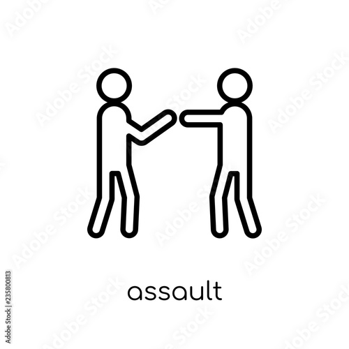 assault icon. Trendy modern flat linear vector assault icon on white background from thin line Army collection, outline vector illustration