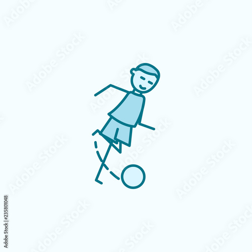 the kicker strikes ball field outline icon. Element of soccer player icon. Thin line icon for website design and development, app development. Premium icon