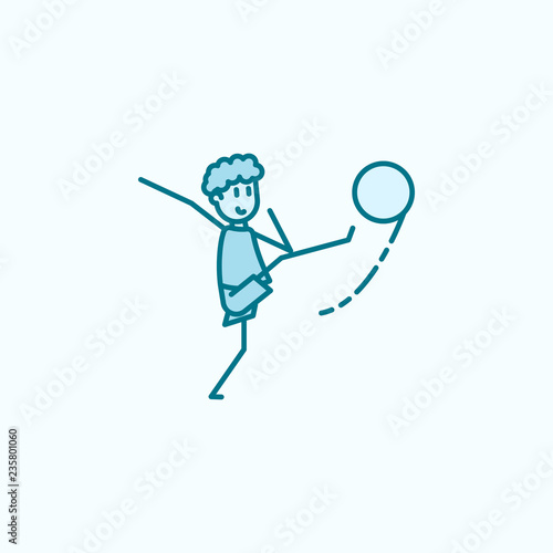 the kicker strikes ball field outline icon. Element of soccer player icon. Thin line icon for website design and development, app development. Premium icon