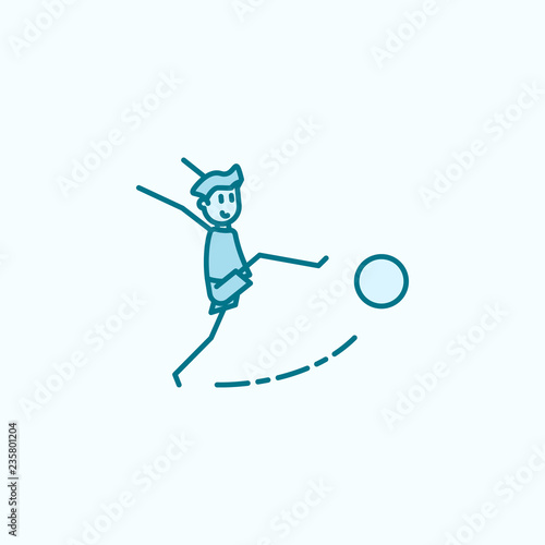 the kicker strikes ball field outline icon. Element of soccer player icon. Thin line icon for website design and development, app development. Premium icon
