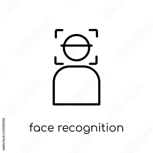 Face recognition icon. Trendy modern flat linear vector Face rec
