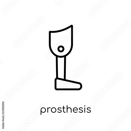 prosthesis icon. Trendy modern flat linear vector prosthesis icon on white background from thin line Artificial Intelligence, Future Technology collection, outline vector illustration