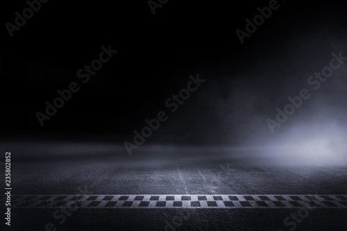 Abstract Race track finish line racing on light night photo