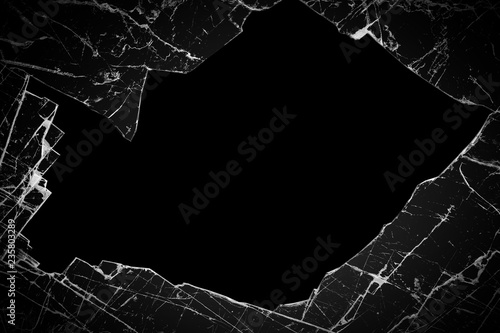 broken glass on a black background photo