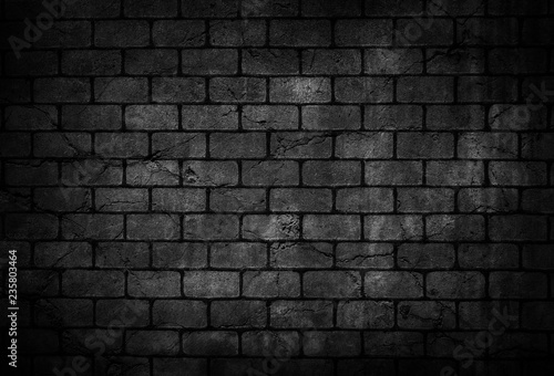 Crack brick wall black background