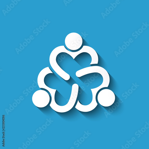 Teamwork People Hearts. Vector Logo Design