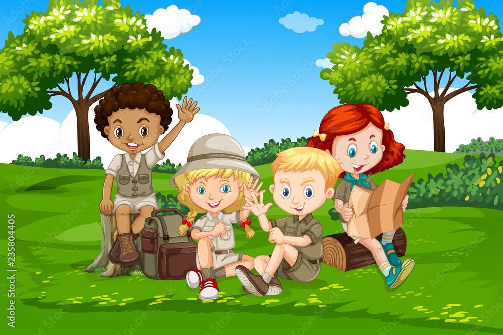 International camping kids in nature International camping kids in nature