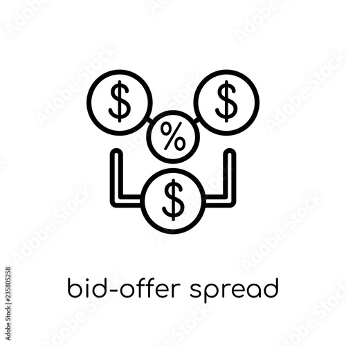 bid-offer spread icon. Trendy modern flat linear vector bid-offer spread icon on white background from thin line Bid offer spread collection, outline vector illustration
