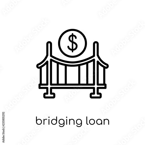 bridging loan icon. Trendy modern flat linear vector bridging loan icon on white background from thin line Bridging loan collection, outline vector illustration