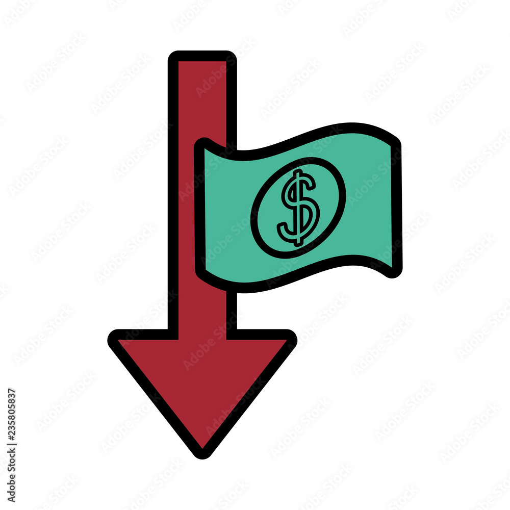 bill dollar money with arrow down bill dollar money with arrow down