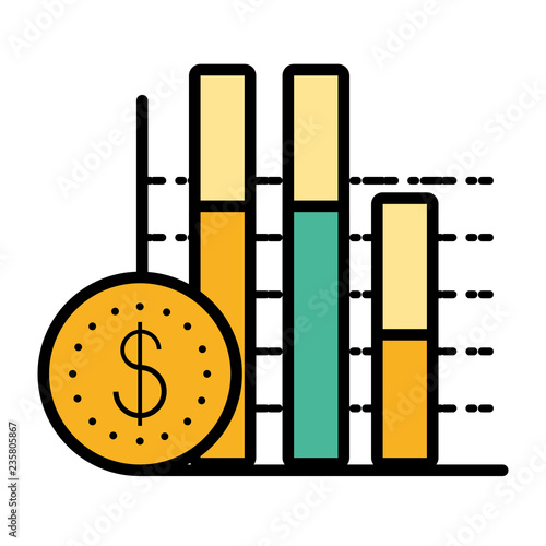 statistical graphic in bars with coin