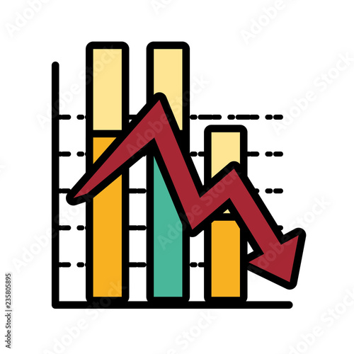 statistical graphics in bars with arrow down