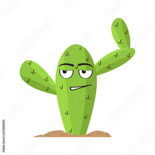 Isolated uncomfortable cactus character. Vector illustration design