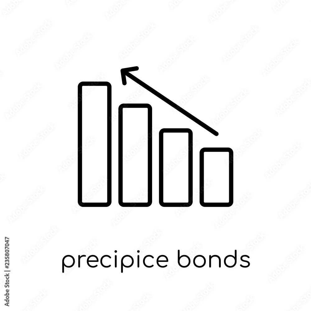 Precipice bonds icon. Trendy modern flat linear vector Precipice bonds icon on white background from thin line business collection Precipice bonds icon. Trendy modern flat linear vector Precipice bonds icon on white background from thin line business collection