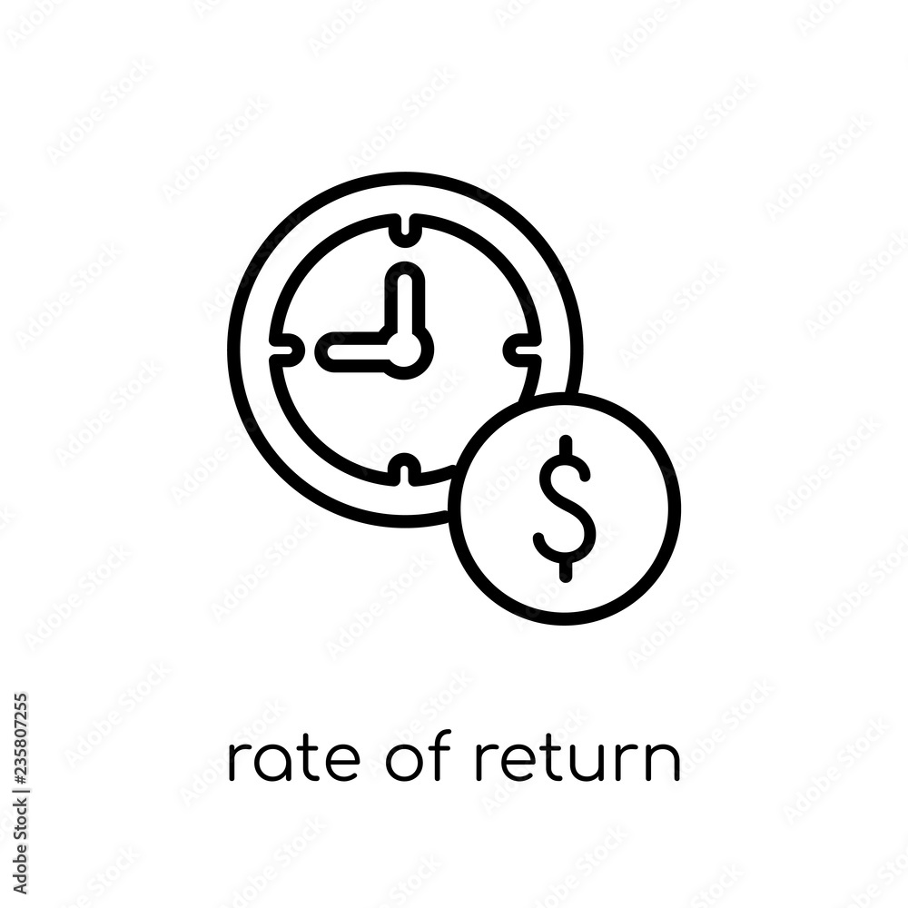 Rate of return icon. Trendy modern flat linear vector Rate of return icon on white background from thin line business collection Rate of return icon. Trendy modern flat linear vector Rate of return icon on white background from thin line business collection