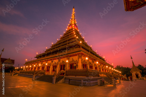 Phra Mahathat Kaen Nakhon, or Wat Nong Wang, is a royal temple with beautiful sculptures of 9-storey relics, a landmark Buddhist site in Khon Kaen Province, Thailand.
