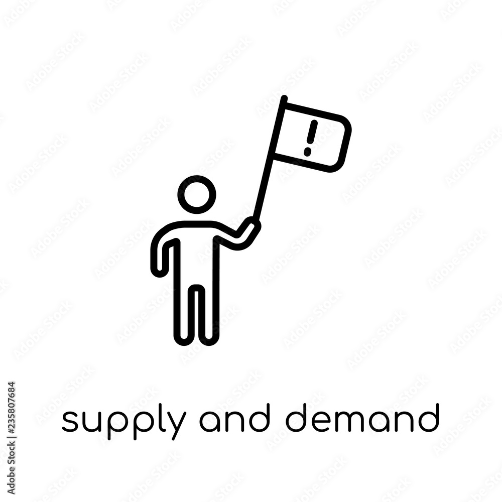 Supply and demand icon. Trendy modern flat linear vector Supply and demand icon on white background from thin line business collection Supply and demand icon. Trendy modern flat linear vector Supply and demand icon on white background from thin line business collection