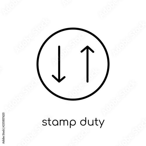 Free Download Stamp duty (equities) icon. Trendy modern flat linear vector Stamp duty (equities) icon on white background from thin line business collection - GFXLoad