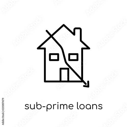 Sub-prime loans icon. Trendy modern flat linear vector Sub-prime loans icon on white background from thin line business collection
