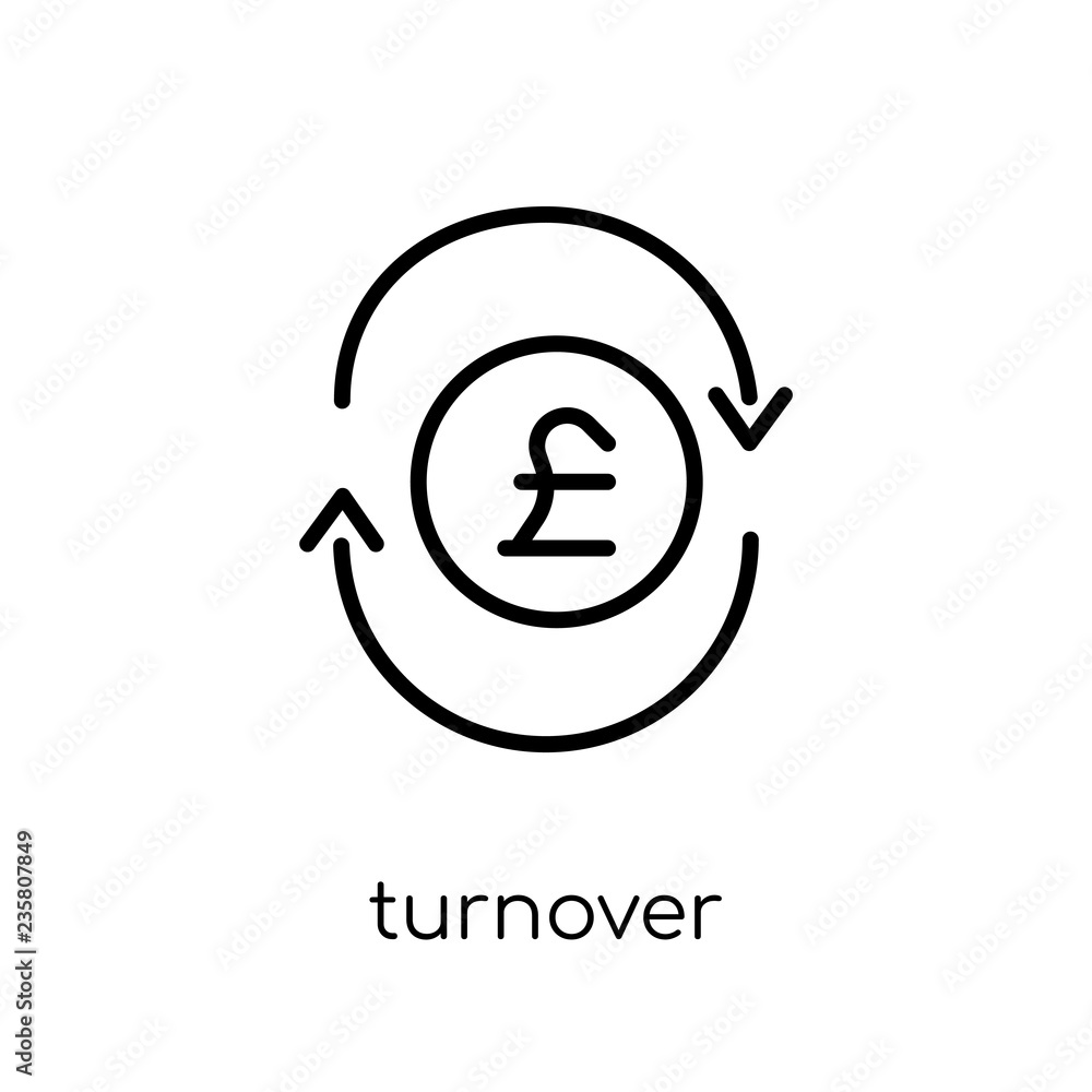 Turnover icon. Trendy modern flat linear vector Turnover icon on white background from thin line business collection Turnover icon. Trendy modern flat linear vector Turnover icon on white background from thin line business collection